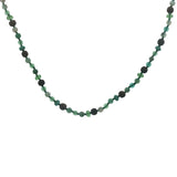 Collier doré perles vertes et en bois avec noeuds verts 75 cm