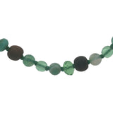 Collier doré perles vertes et en bois avec noeuds verts 75 cm