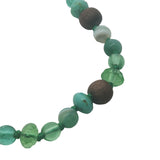 Collier doré perles vertes et en bois avec noeuds verts 75 cm