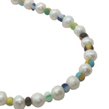 Collier doré perles de culture et perles multicolores 42 cm