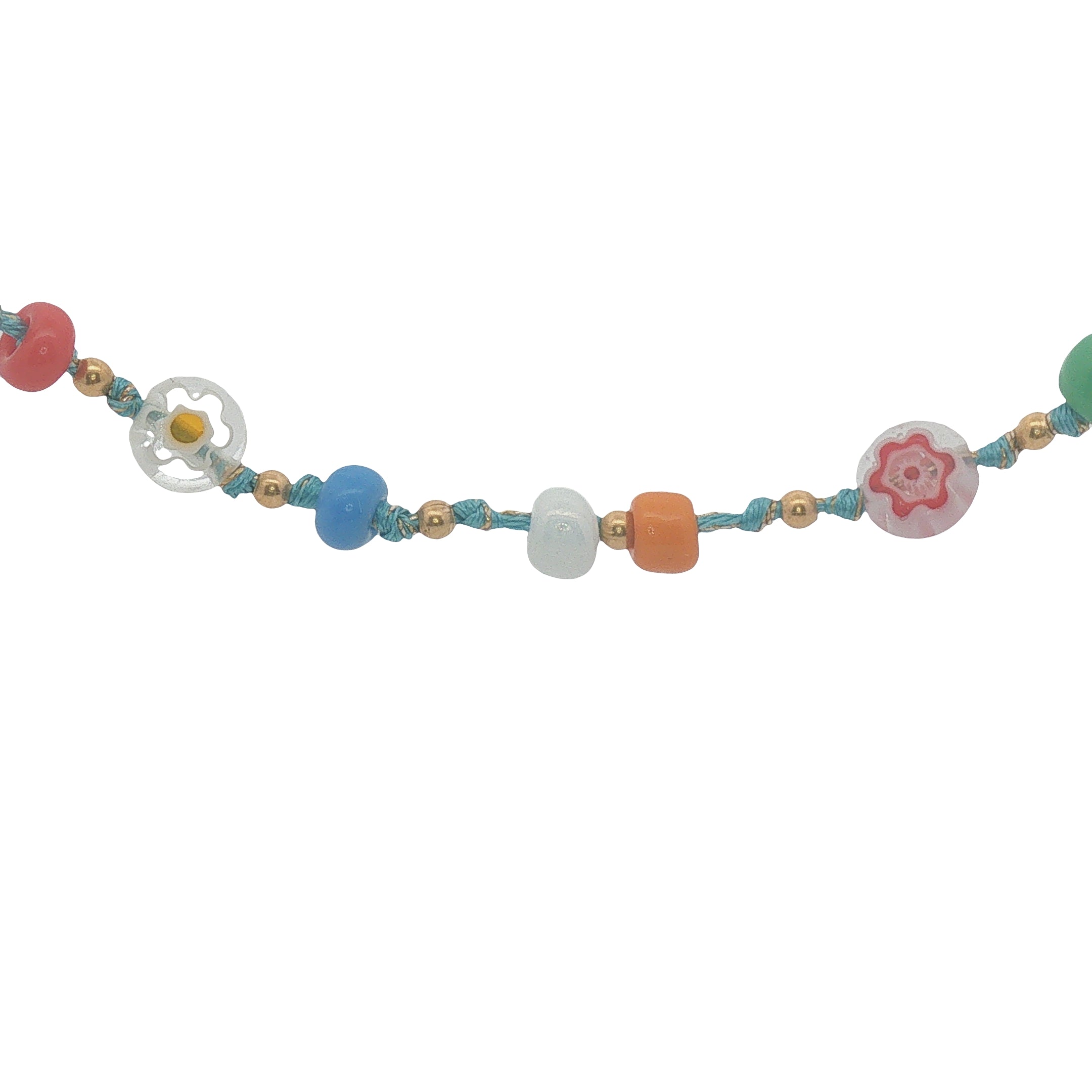 Collier doré perles multicolores, dorées et perles de culture 50 cm