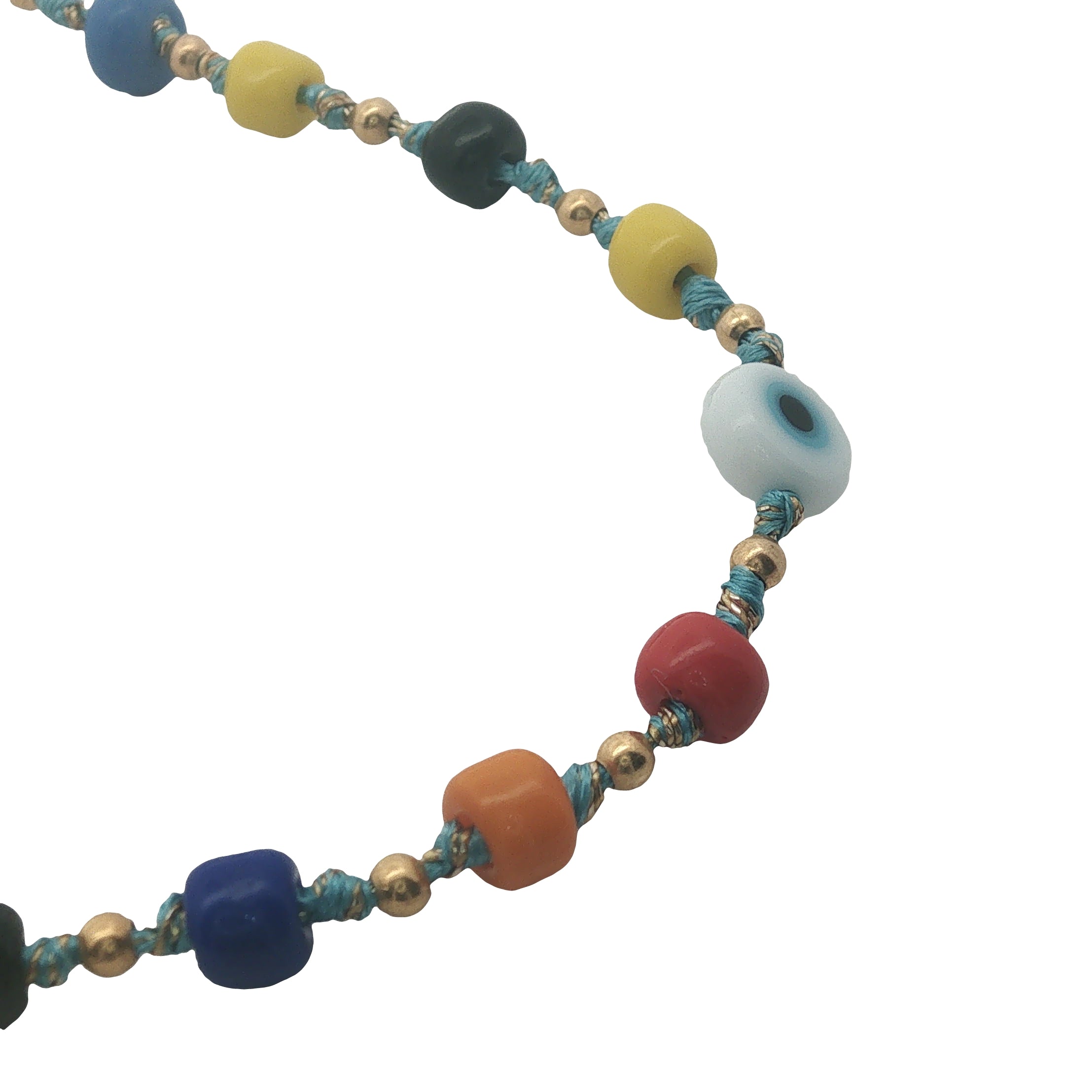 Collier doré perles multicolores, dorées et perles de culture 50 cm
