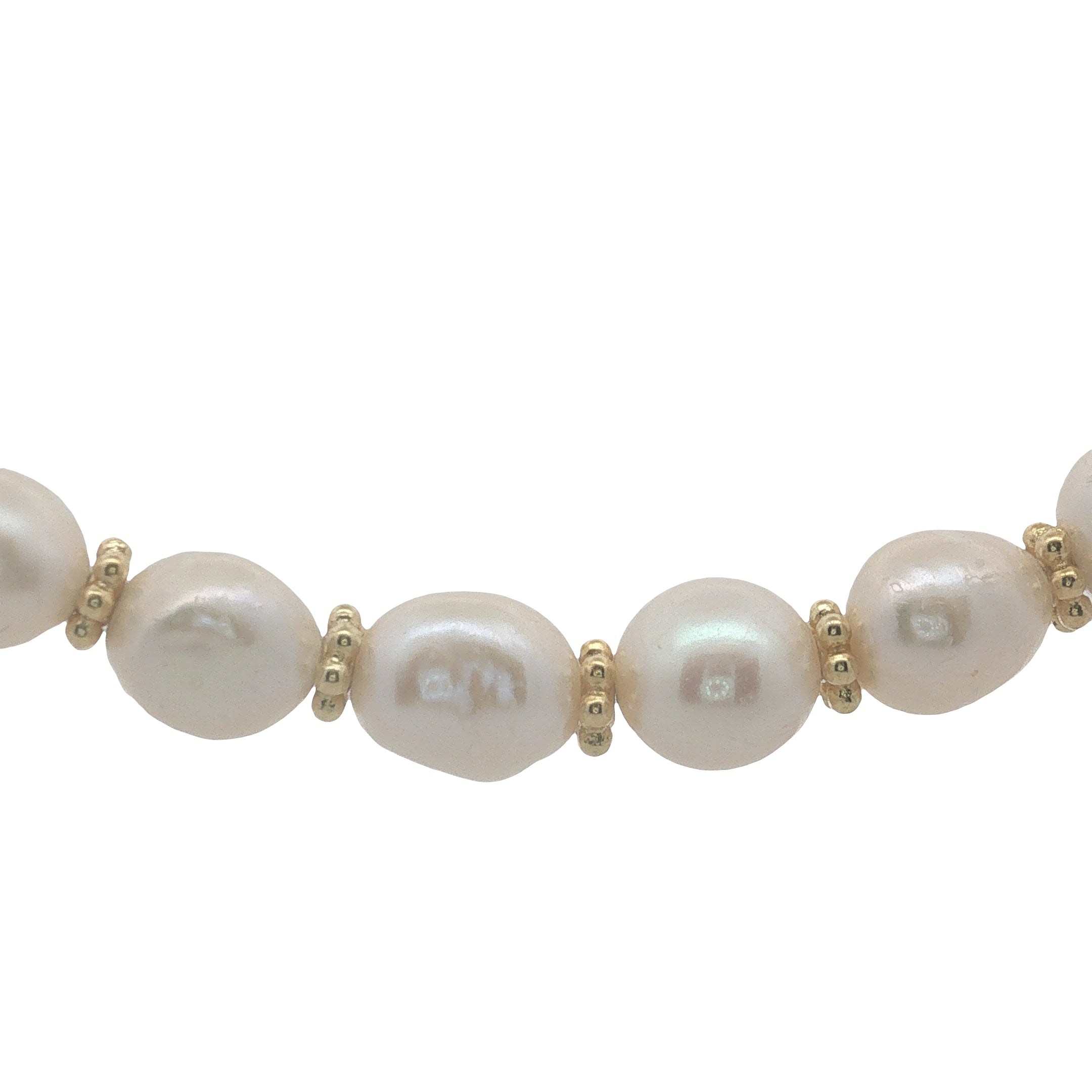Collier doré perles de culture et couronnes dorées 42 cm