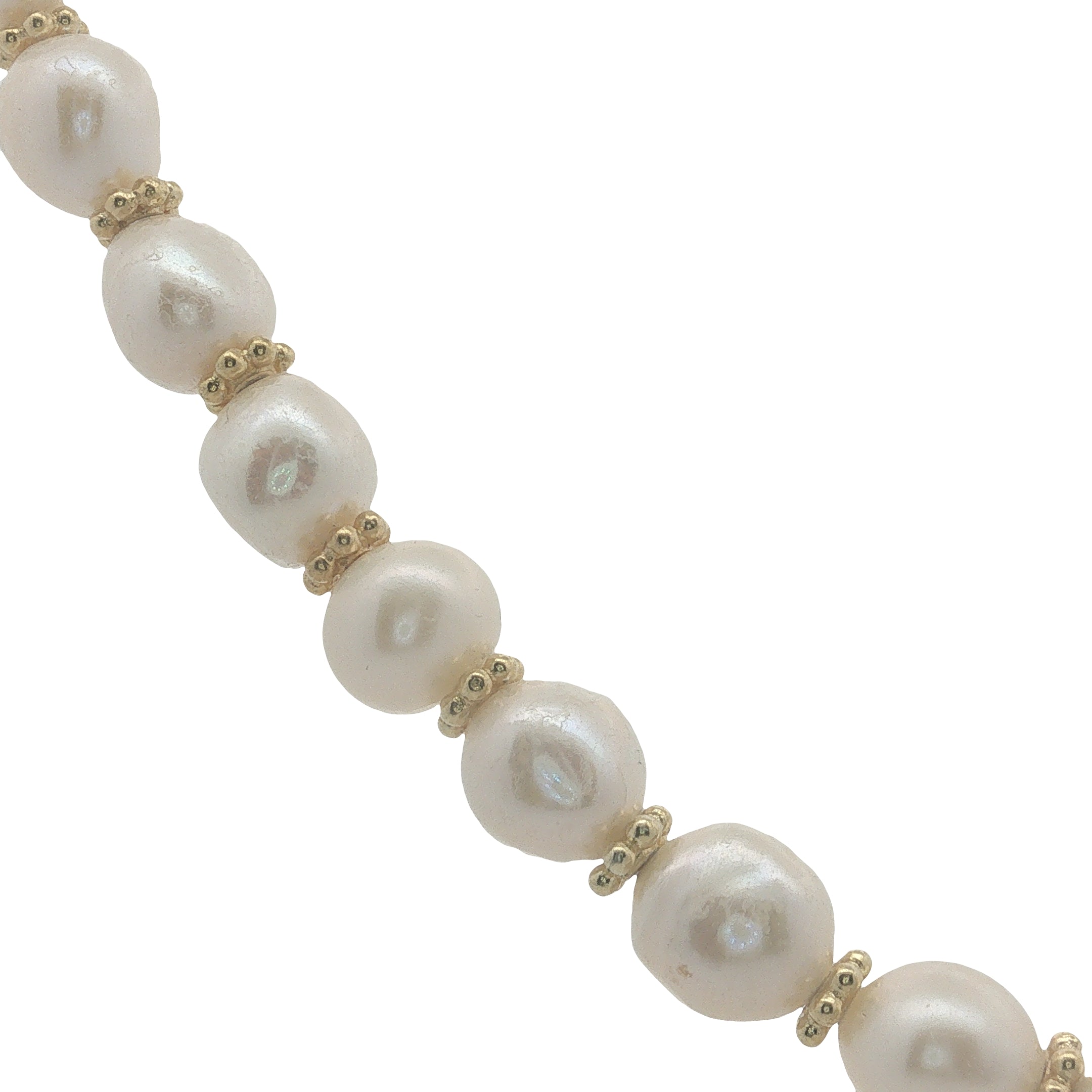 Collier doré perles de culture et couronnes dorées 42 cm