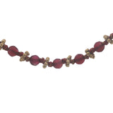 Collier doré perles bordeaux avec couronnes dorées 42 cm