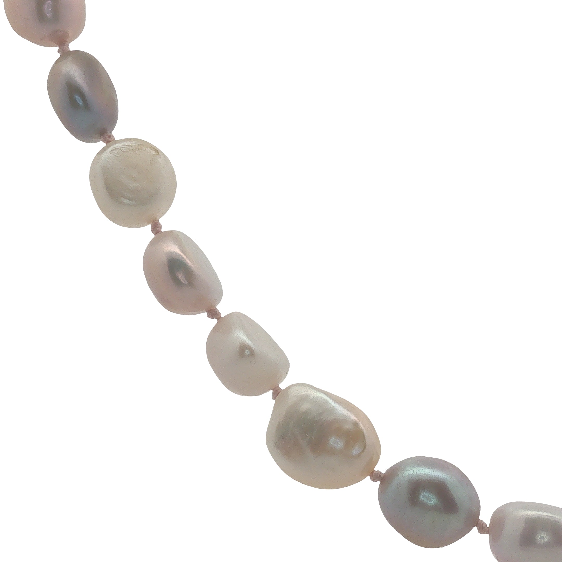 Collier doré perles de culture et noeuds beiges 50 cm