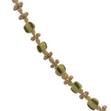Collier doré avec perles jaunes, perles en bois et couronnes dorées 42 cm