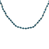 Collier doré perles turquoise, disques dorés et noeuds turquoise 42 cm