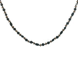 Collier doré perles noires, couronnes dorées et noeuds noirs 42 cm