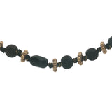 Collier doré perles noires, couronnes dorées et noeuds noirs 42 cm