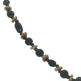 Collier doré perles noires, couronnes dorées et noeuds noirs 42 cm