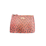 Grande pochette de voyage corail à fleurs jaunes