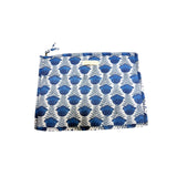 Large white &amp; blue flower travel pouch