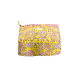 Large yellow &amp; pink flower travel pouch