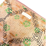 Grande pochette de voyage kantha imprimé beige et vert
