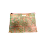 Grande pochette de voyage kantha imprimé rose et vert