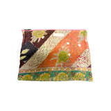 Grande pochette de voyage kantha imprimé rose, beige, vert et violet
