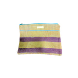 Grande pochette de voyage kantha imprimé jaune, violet et bleu