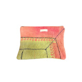 Grande pochette de voyage kantha imprimé rose et jaune