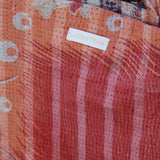 Tote bag Kantha orange & feuilles rouges