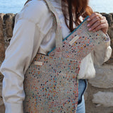 Tote bag Kantha recto blanc & pois multicolor verso vert & rouge