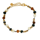 Bracelet doré mix perles de coco, os et corne
