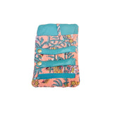 Blue jean and white flower jewelry pouch