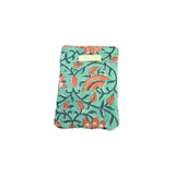 Pochette à bijoux verte et bleue à fleurs roses