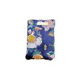 Pochette à bijoux bleu marine à fleurs blanches et oranges