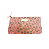 Petite pochette corail à fleurs jaunes