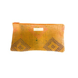 Petite pochette kantha imprimé orange, rose et bleu