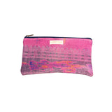 Petite pochette kantha imprimé rose et gris