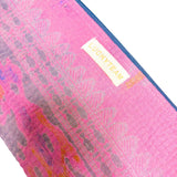 Petite pochette kantha imprimé rose et gris