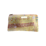 Petite pochette kantha imprimé jaune et orange