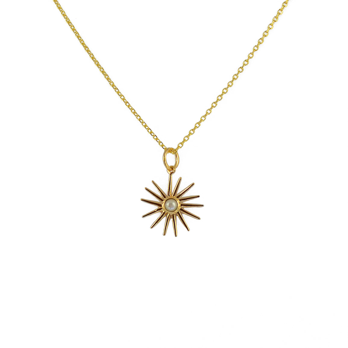 Collier doré et pendentif soleil pierre - PERLE - Colliers