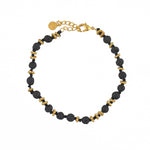 Bracelet pierres et disques dorés - PERLE DE LAVE