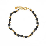 Bracelet pierres et disques dorés - PERLE DE LAVE
