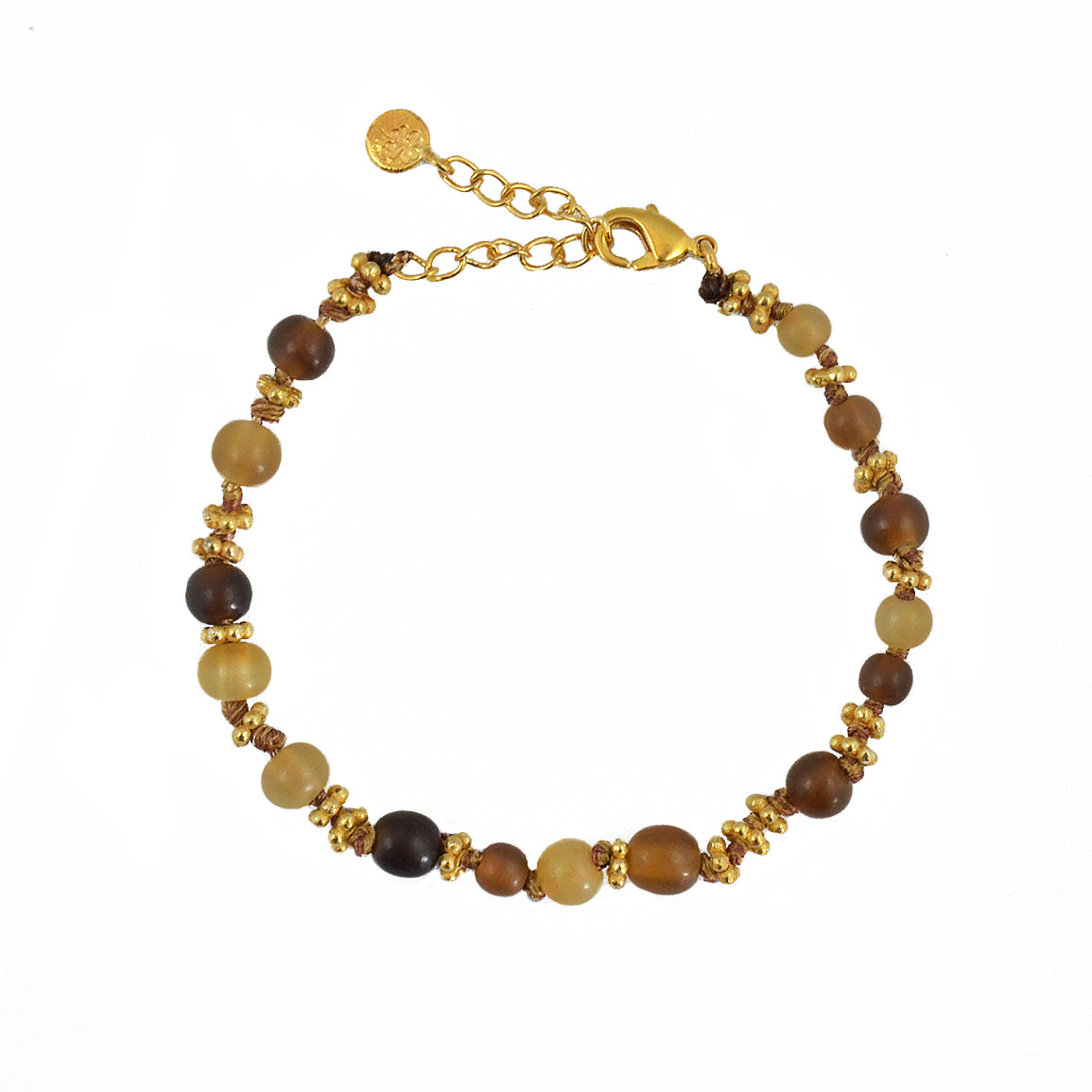 Bracelet pierres et disques dorés - CORNE