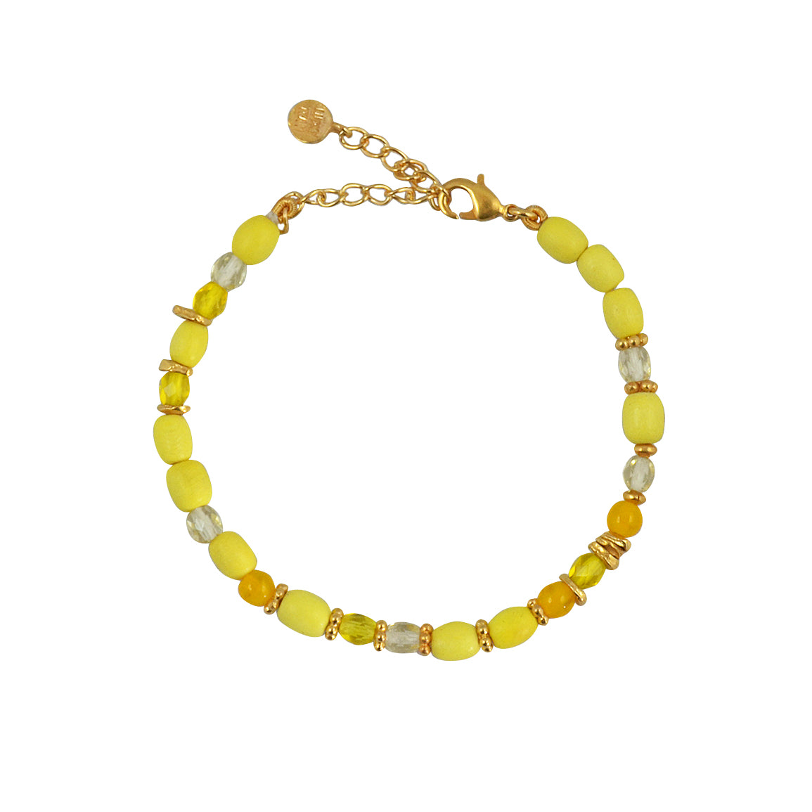 Bracelet pierres et disques dorés - MIX JAUNE