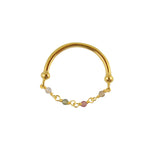Santa Maria gold ring with chain and stone