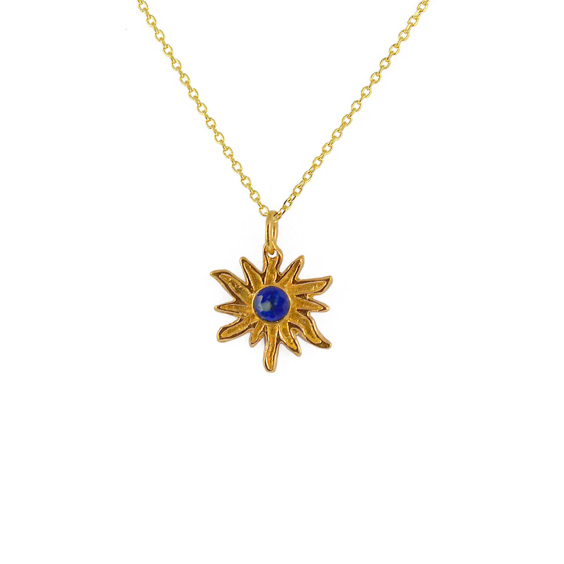 Collier doré pendentif soleil et pierre - LAPIS - Colliers