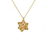 Collier doré pendentif étoile de David texturée et ajourée -