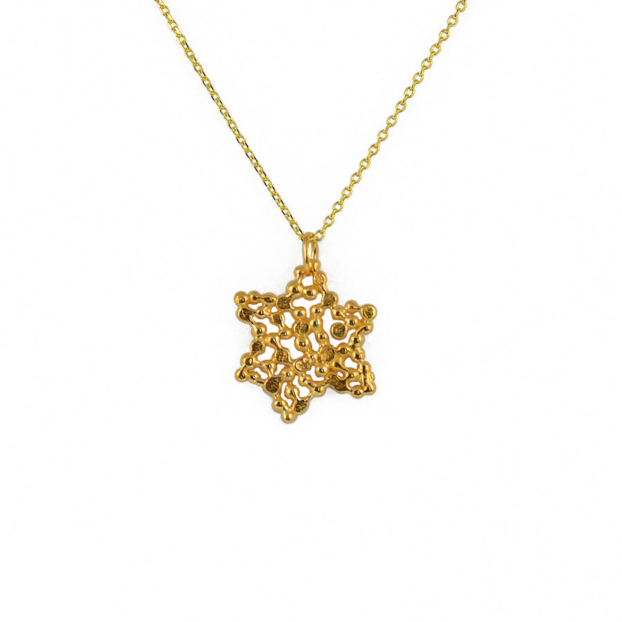 Collier doré pendentif étoile de David texturée et ajourée -