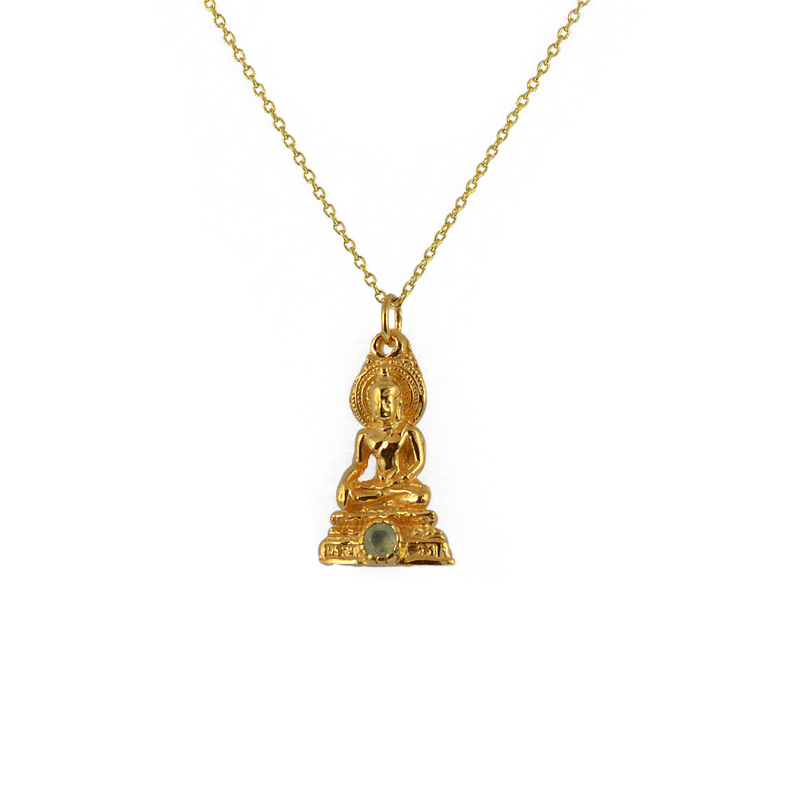 Collier doré bouddha et pierre - PREHNITE