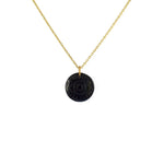 Collier doré et oeil gravé dans la pierre - ONYX NOIRE -