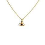 Collier doré pendentif oeil martelé et pierre - ONYX NOIRE