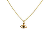 Collier doré pendentif oeil martelé et pierre - ONYX NOIRE