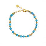 Bracelet pierres et disques dorés - TURQUOISE FONCEE