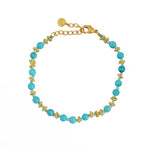 Bracelet pierres et disques dorés - TURQUOISE