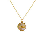 Collier doré medaille amour zircons blancs - Colliers